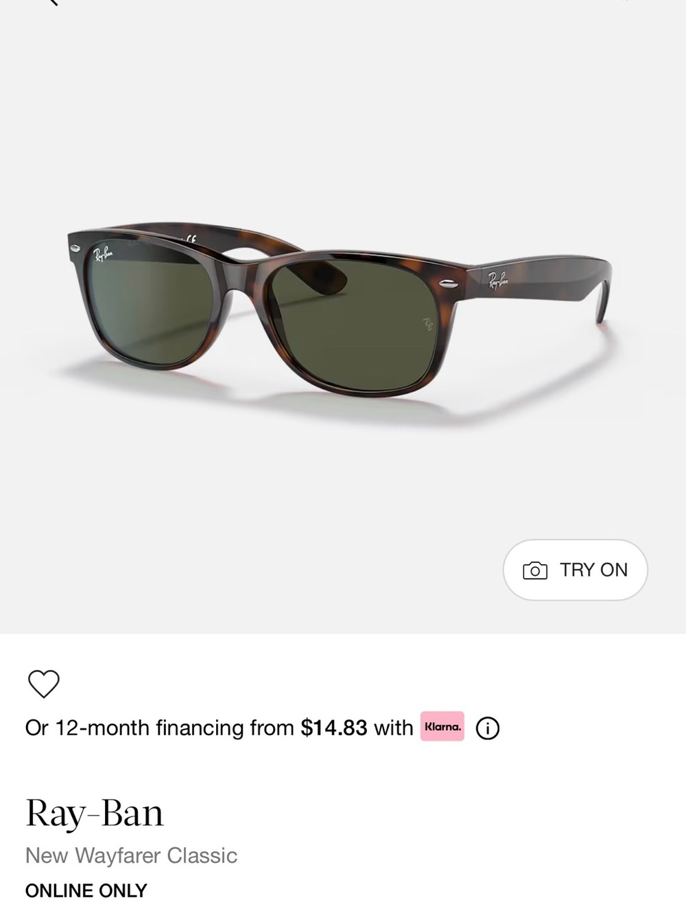 Ray-Ban New Wayfarer Classic Sunglasses - Tortoise Frame with Black Lenses